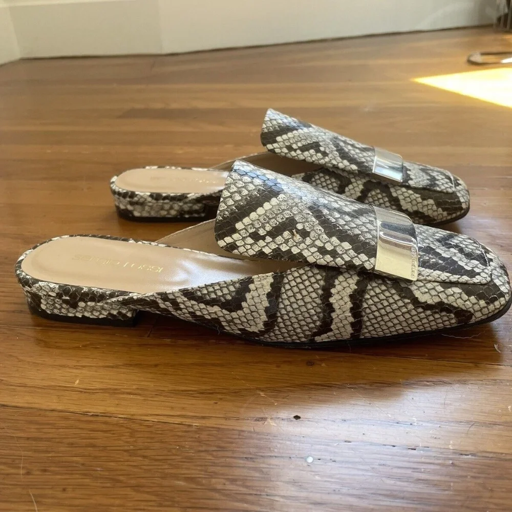 Sergio Rossi python print flat leather mules - Picture 7 of 8